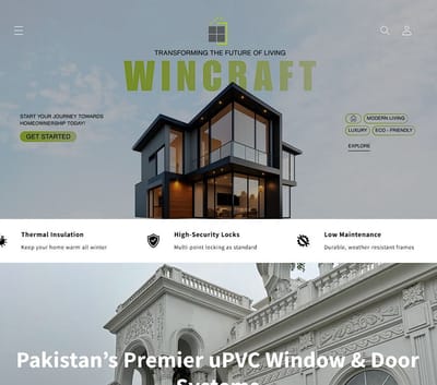 Social media marketing and custom website of Wincraft UPVC windows - Estrategia digital