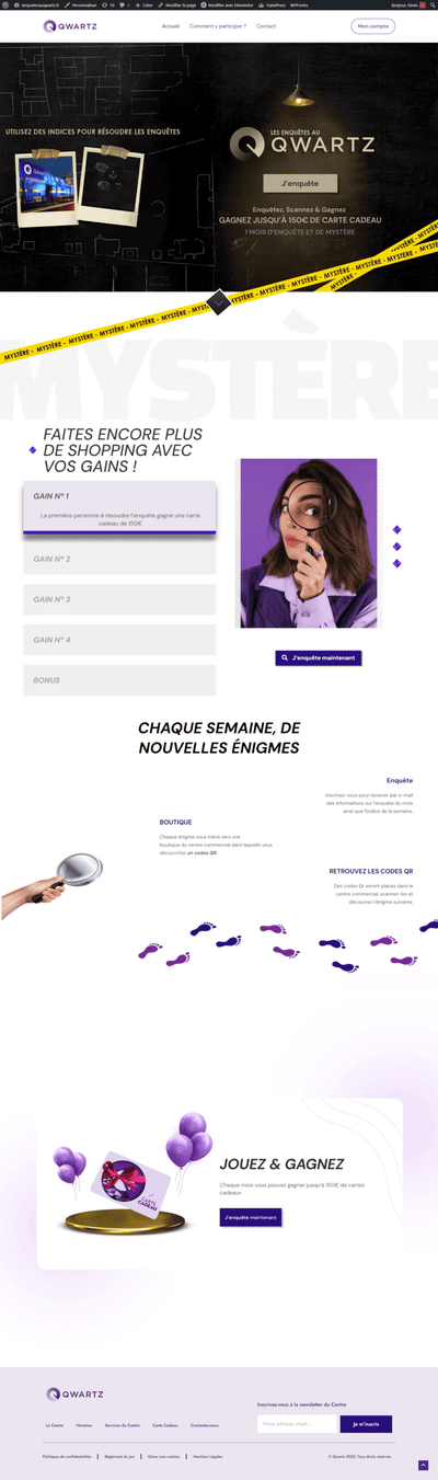 Création du site web Enquêtes au Qwartz - Website Creation