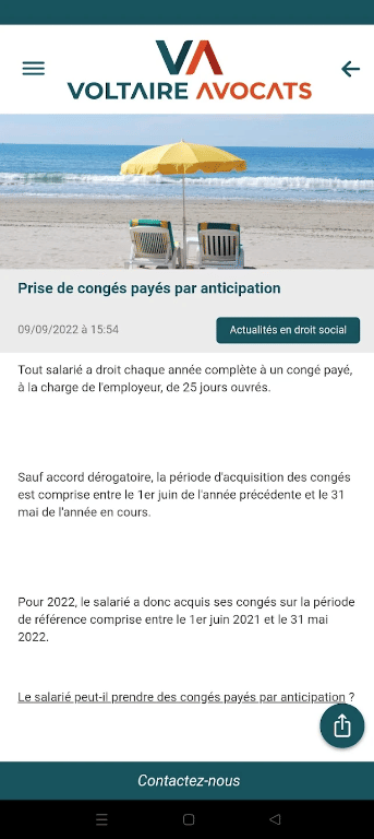 Application actualité juridique Voltaire Avocats - Mobile App