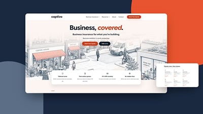 Captivo: business insurance website for UK trades and small firms - Website Creation