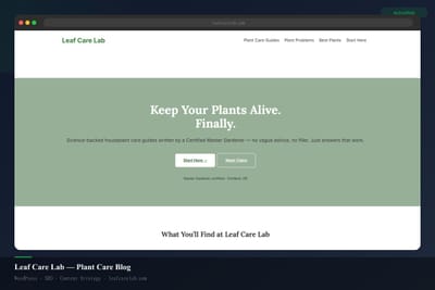 Leaf Care Lab — Blog de cuidado de plantas - Creación de Sitios Web