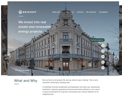 Webpage for Grinvest - Webseitengestaltung