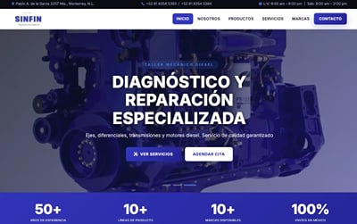Sitio web para SinFin Tractopartes - Website Creatie