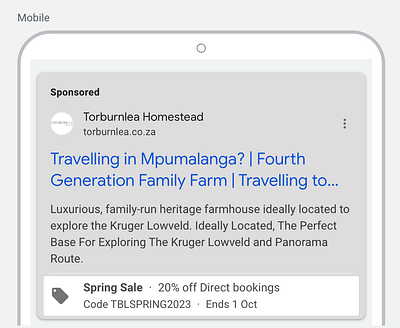 Google Ads : Torburnlea Homestead - Onlinewerbung