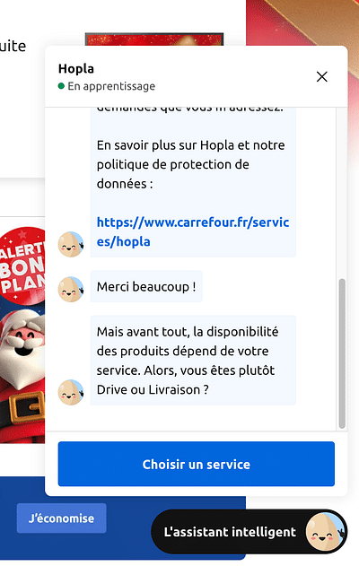 Création d'un chatbot pour Carrefour.fr - Intelligence Artificielle