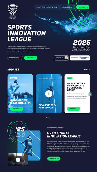 Website voor Sports Innovation League - Creación de Sitios Web