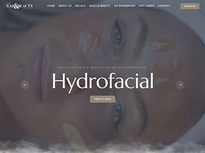 Website re-design for a boutique nail and skin salon in Stourbridge - Creación de Sitios Web