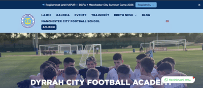 Dyrrah City Football Academy: academy website and registrations - Création de site internet