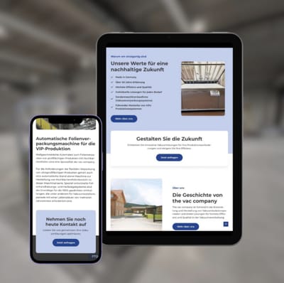 Webseite „the vac company“ - Webseitengestaltung