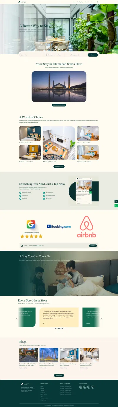 Aram stays Website Development - Website Creation