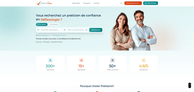 Pratisoins — Plateforme de mise en relation santé & bien-être - Création de site internet