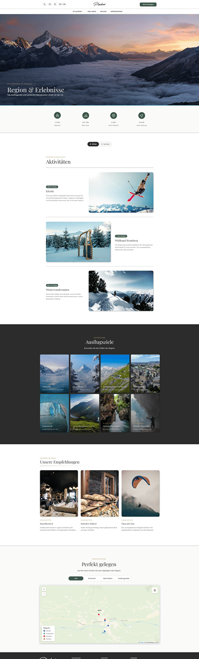 Stimmungsvolle Website für das Chalet Plauderei Niedernsill - Website Creation
