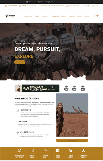 Seven Wonders Safaris Website Design SEO - Création de site internet