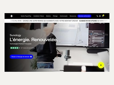 Sunology – Homepage, boussole de la marque - Création de site internet