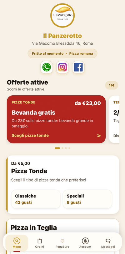 Il Panzerotto Chic — Restaurant ordering PWA - Applicazione web