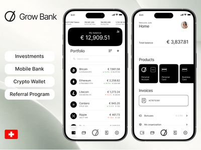 Grow Bank - Fintech Mobile App - Application mobile