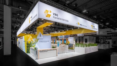 Messestand VNG AG – E-world Essen, seit 2012 jedes Jahr - Graphic Design