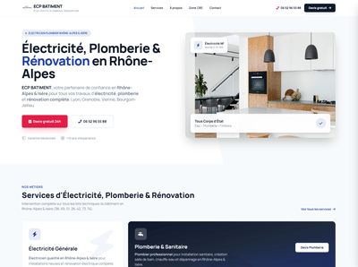 Site vitrine ECP Bâtiment — électricien plombier en Rhône-Alpes - Creación de Sitios Web