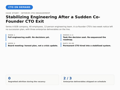Stabilizing Engineering After a Sudden Co-Founder CTO Exit - Innovation