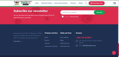 Makerere Covid Assessments Website Project - Copywriting