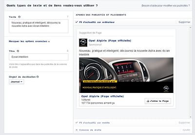 Opel Algerie Facebook Ads - Redes Sociales