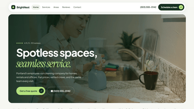 BrightNest - Cleaning Service Website - Website Creation
