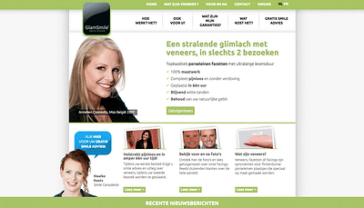 Lead Generation website Glamsmile - Website Creatie