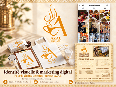 Identité visuelle et communication digitale pour cafés-lounges AZAL - Reclame