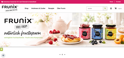 JTL-Shop für fructosefreie Lebensmittel und Sirupe - FRUNIX - E-commerce