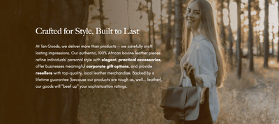 SEO Website Copywriting for Tan Leather Goods - Rédaction et traduction