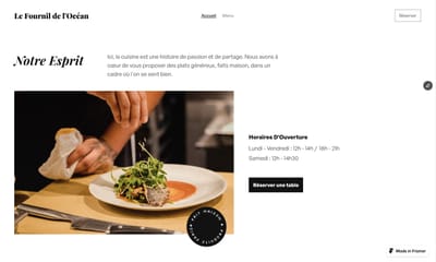 Web design du site du restaurant "Le Fournil De L'Océan". - Création de site internet