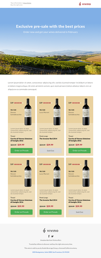 Wine pre-sale - Email Marketing