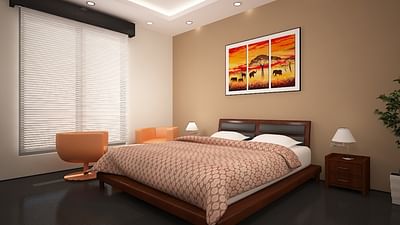 C.G 3D interior rendering of a proposed hotel room - 3D