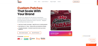 MC Patches LLC — Custom E-Commerce Website - SEO