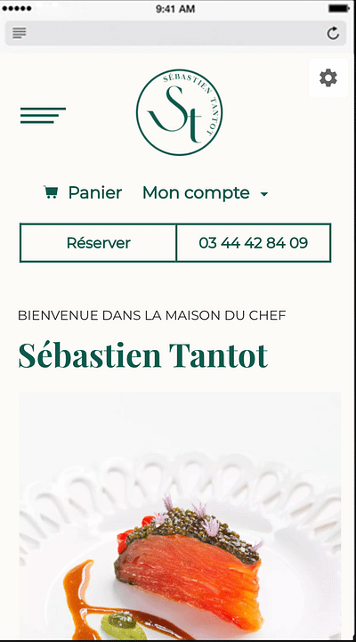 Site du restaurant étoilé Sebastien Tantot - Création de site internet