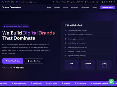 Vortex Commerce: agency website and brand presence - Branding & Positioning
