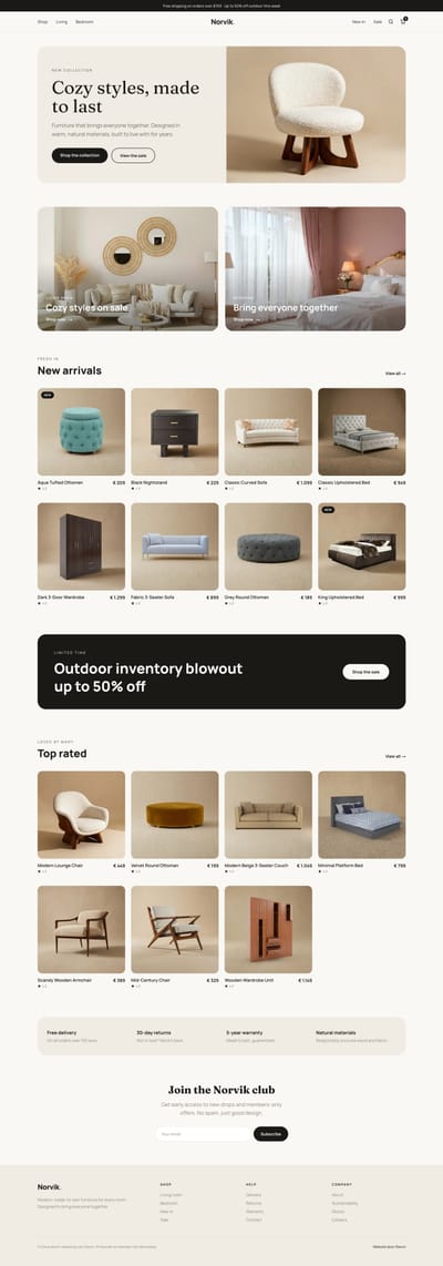 Cozy styles, made to last - Website Creatie