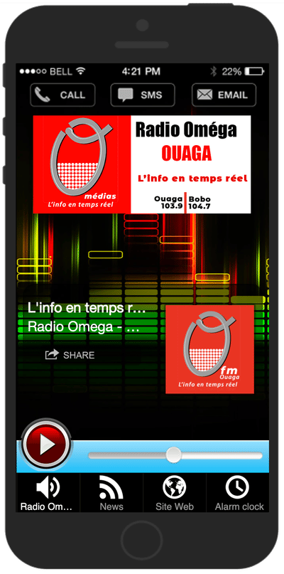 Application mobile de Oméga Médias - Publicité