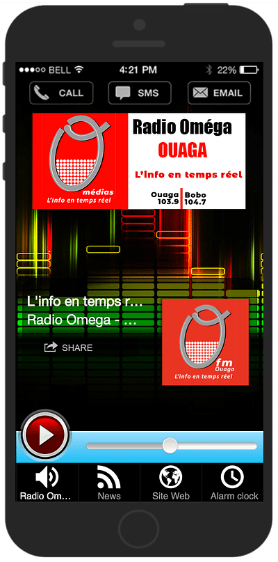 Application mobile de Oméga Médias - Werbung