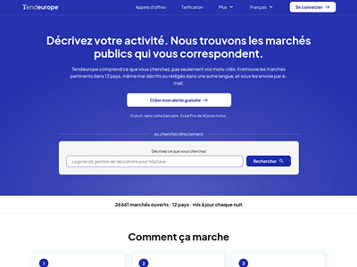 Tendeurope : Recherche d’appels d’offres européens - Desarrollo de Software