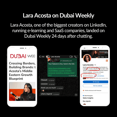 Lara Acosta: on Dubai Weekly 24 days after the first chat - Public Relations (PR)