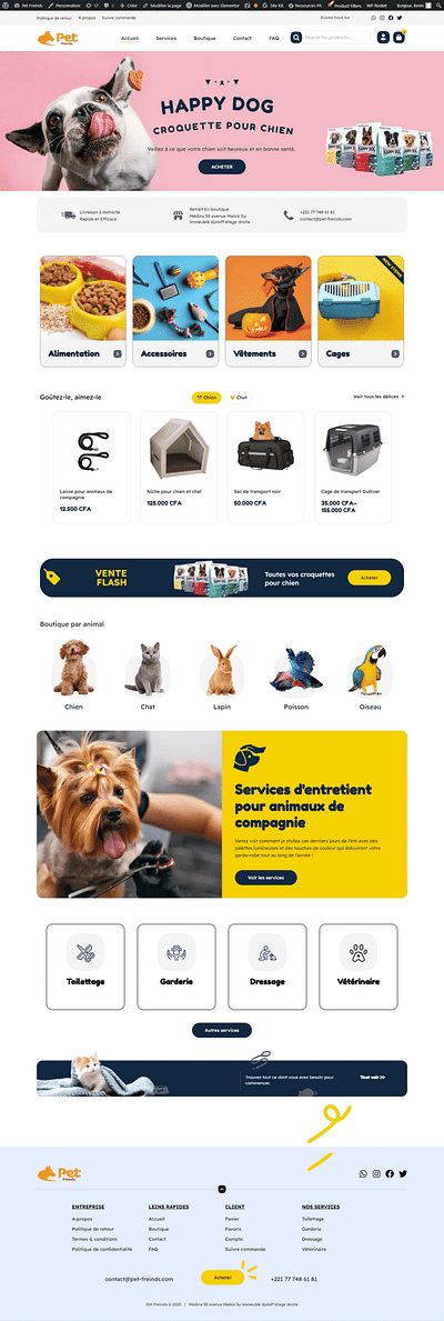 Création du site web E-commerce Pet Friends - Webseitengestaltung