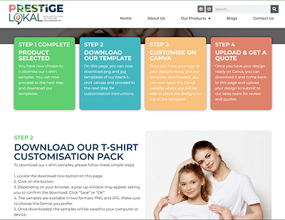 Prestige Lokal Printing & Embroidery Website - E-commerce