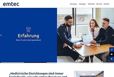 Webprojekt emtec - Webseitengestaltung