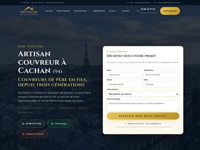 Site vitrine d'un couvreur à Cachan - Website Creation