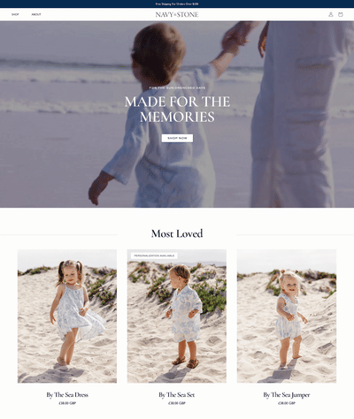 Navy & Stone | Coastal Childrenswear Shopify Redesign - Website Creation