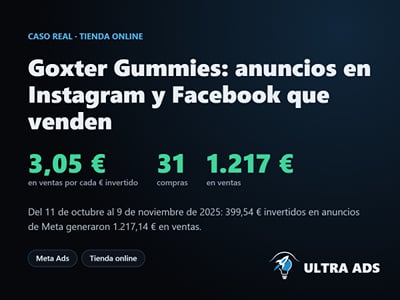 Goxter Gummies: 3,05 € en ventas por cada € en anuncios de Meta - Publicidad Online