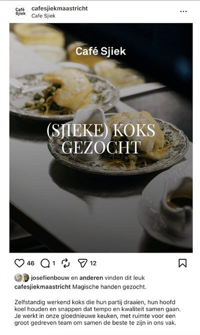 Social Media & newsletters for Café Sjiek - Social Media