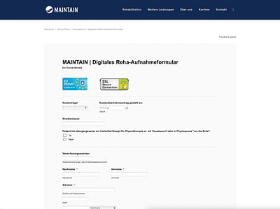Digitale Reha-Anmeldung für Deutschland - Webseitengestaltung