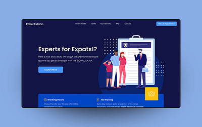 Landingpage Experts for Expats - Webseitengestaltung